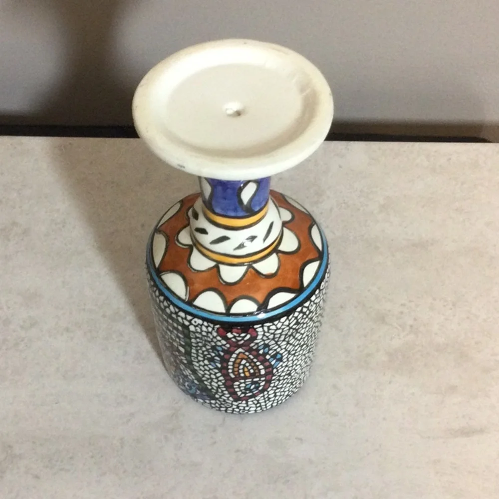 NWT Israel Hand-Painted Mosaic Loaves and Fishes Ceramic Goblet
